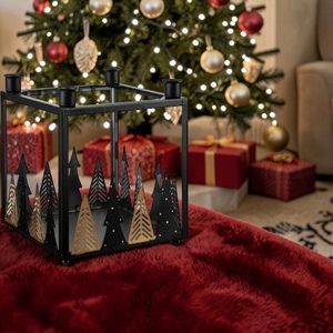 Juego de Portavelas de Reno Metálicos Modernos con Trineo, Decoraciones Navideñas, Diseño Artesanal - Product Image 1