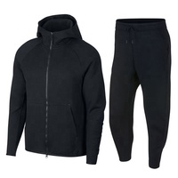 Trajes Deportivos de Invierno para Hombre, Corte Ajustado, Tallas Grandes, 100% Algodón, Felpa, Ropa Deportiva para Correr, a la Moda