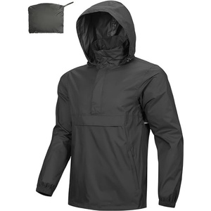 <b>Men's</b> Waterproof Hooded <b>Half</b>-<b>Zip</b> Racer <b>Jacket</b> Vintage Autumn Color Blocking Nylon Outerwear with Pockets Regular Fit 220g - Product Image 5