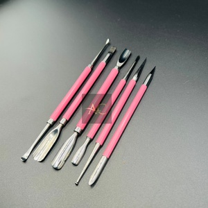 Professional 6-Piece <b>Pink</b> Stainless Steel Cuticle Pusher & Nail Art <b>Tool</b> Set with Double-Use Design for Finger & Feet Care - Product Image 2