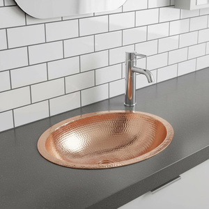 Lavabo Ovalado de Cobre Martillado para Empotrar, Moderno Lavabo Metálico para Baño, Lavabo Duradero para Tocador Doméstico - Product Image 2