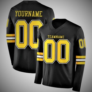 Camiseta de Fútbol Personalizada para Hombre, Cuello en V, Manga Larga, Nombre del Equipo, Número, Logotipo, 100% Poliéster, Ropa Deportiva de Verano de Secado Rápido - Product Image 3