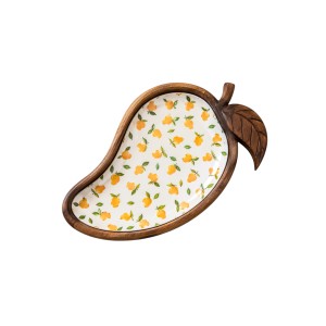 Plateau de service rectangulaire en bois massif courbé fait main avec poignées découpées pour le thé et les collations - Product Image 6