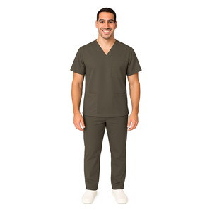 Unisex Classic White Cotton <b>Scrub</b> <b>Sets</b> with Jersey Fabric Needle Detection Professional Medical Nurse Uniform for Hospital Use - Product Image 2