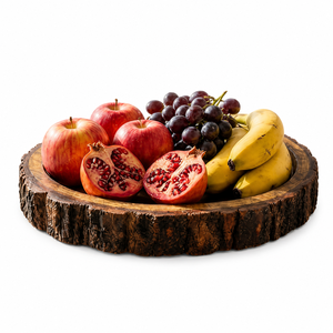 Plateau de service rustique en bois de manguier 10 pouces, bord en écorce naturelle, écologique, fait main, qualité alimentaire, pour snacks, café, thé, style ferme - Product Image 1