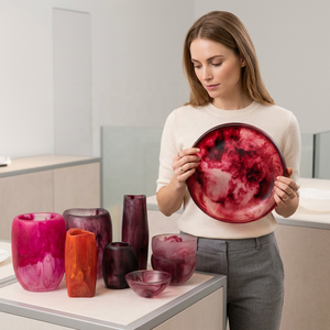 Bol de service à salade en résine de qualité alimentaire, écologique, durable, poli, sculpté, couleur vive, élégant, moderne, pour la maison et les fêtes - Product Image 1