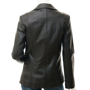 Women's <b>Genuine</b> Leather Blazer Full Sleeve Spread Collar Single Breasted Autumn Wear Solid Color Regular Length - Product Image 2