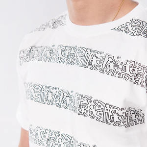 T-shirt graphique 100 % coton OEM pour homme, imprimé lignes abstraites, col rond, streetwear décontracté, marque privée, fournisseur en gros USA - Product Image 3