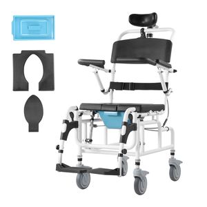 "Modern 17.5in Width Aluminum <b>Shower</b> <b>Chair</b> with Adjustable Roll and Brake" - Product Image 1
