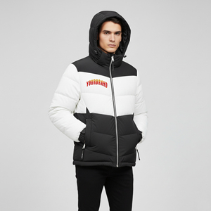 Wholesale Price High Quality Winter Wear Fluffy Cotton <b>Padded</b> Puffer Jacket Men Custom Printed Front Canvas <b>Waterproof</b> Hooded - Product Image 1