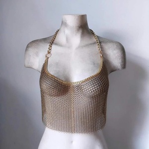 Gold Brass Long Halter Chainmail Harness Warrior <b>Queen</b> Festival Top Daisy Synthetic - Product Image 4