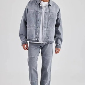 Winter Men's Denim Jacket Custom Design Wholesale Price Customize Distressed Front Logo - Product Image 5