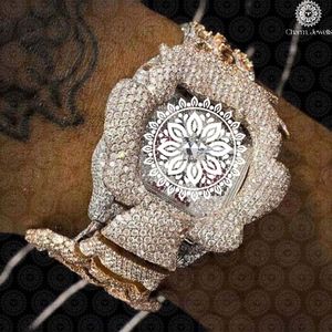 Charm_Jewells Montre de luxe pour femmes, boîtier irrégulier, cadran en pierres précieuses, mouvement à Quartz analogique, fermoir pliant, 38mm - Product Image 4