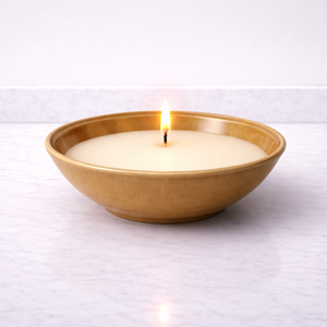 Bougie en céramique Honey Glow, récipient large et peu profond, glaçure lisse, résistant à la chaleur, durable, réutilisable, mèche simple, décoration élégante - Product Image 1