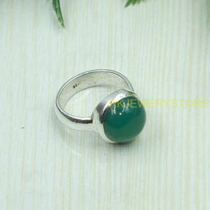 Bague en onyx vert naturel, argent sterling 925, faite à la main, bague statement ovale, pierre précieuse en onyx vert, cadeau pour femme - Product Image 6