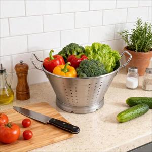 Convenient boil pasta drain steam <b>vegetables</b> combo stainless steel colander <b>pot</b> - Product Image 1