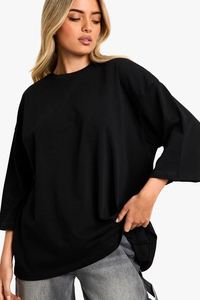 T-shirt oversize tendance pour femme, col rond, uni, 100% coton, haute qualité, OEM/ODM - Product Image 6