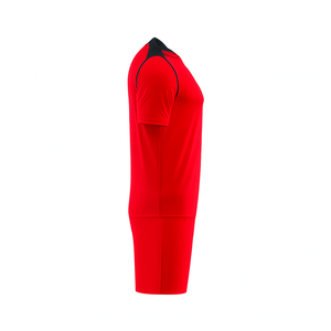 Camiseta de Fútbol Roja de Manga Corta para Hombre, Cuello Redondo, Ajustada, Transpirable, de Poliéster, para Todas las Temporadas, Ropa Deportiva - Product Image 1