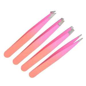 Juego de Pinzas para Cejas Profesionales Personalizadas de 4 Piezas de Acero Inoxidable con Punta Inclinada para Depilación de Cejas, Reutilizables y Duraderas - Product Image 4