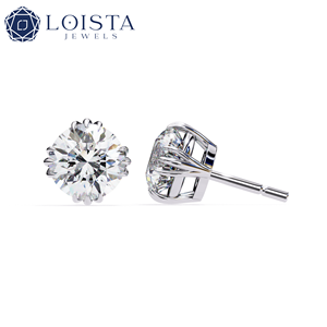 ต่างหูเพชรทรงกลมเจียระไนแบบบริลเลียนท์ แพลตตินั่ม ได้รับการรับรองจาก GIA สี D เพชรธรรมชาติ เครื่องประดับหมั้นคลาสสิกสำหรับผู้หญิง - Product Image 1