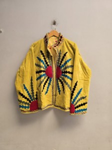 NR TEXTILE Hand Embroidered <b>Quilted</b> Suzani <b>Jacket</b> 100% Cotton Knitted Fabric Floral <b>Pattern</b> Women's Winter/Autumn/Spring Coat - Product Image 2