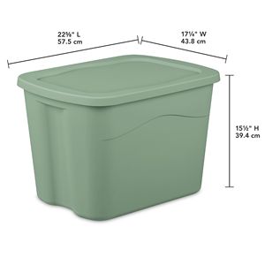 8 contenitori verdi da 18 galloni, impilabili, in plastica, con coperchi a scatto e maniglie, ideali per l'organizzazione - Product Image 2