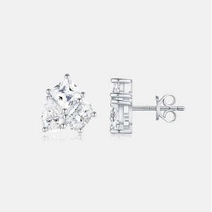 Pendientes de Moissanita con Corte Princesa RB Gems, Chapados en Rodio, Plata 925, Engaste Cuadrado, Joyería Moderna Unisex para Uso Diario - Product Image 2