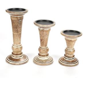 Ensemble de 3 supports à bougies en bois de manguier, porte-bougie en bois fait main pour la décoration de la maison, provenant du meilleur fournisseur personnalisé en ligne - Product Image 2