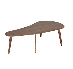 Table basse abstraite de style Mid-Century Modern en bois massif, forme unique, pour salon - Product Image 1