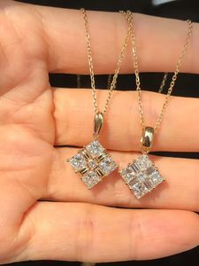 Elegant Lab Grown Diamond Cluster Pendant Necklace Gold Princess Cut IGI Certified Women Dainty Minimalist Jewelry - Product Image 2