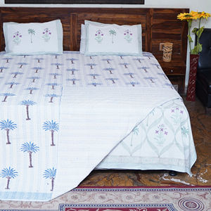 Indian Bohemian Kantha Cotton Quilt Handmade Embroidered Washable Reversible Lightweight Floral <b>Bedspread</b> for Home & Hotel Use - Product Image 6
