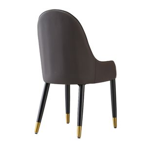 Ensemble de 2 chaises de salle à manger avec pieds en métal blanc et marron, en cuir PU, meubles durables et élégants - Product Image 2