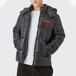 Best Quality <b>Men's</b> Waterproof Windproof Stand Collar <b>Long</b> Zipper Closure Puffer <b>Jacket</b> Front Custom Printed Winter Casual Wear - Product Image 1