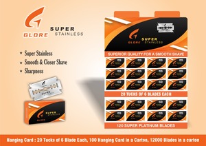 Cuchillas de afeitar de acero inoxidable de doble filo 10000 cuchillas por caja para cara y cuerpo 20 pliegues de 10 cuchillas 50 tarjetas colgantes - Product Image 4