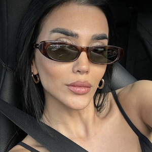 3867 New Trendy Street Shooting Personality <b>Small</b> <b>Frame</b> Oval Shades Custom Logo Cat Eye Vintage Women Men <b>Sunglasses</b> 2024 - Product Image 1