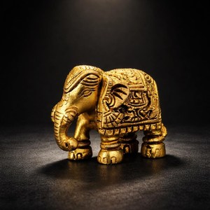 SHUBHAM Handmade Brass <b>Elephant</b> Figurine Gold Plated Mini Maharaja Animal Sculpture for Car Dashboard Home <b>Decor</b> Gift - Product Image 5