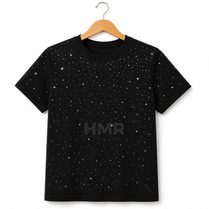 Camiseta Negra HMR Brotherhood Sisterhood, Diseño Inspirado en la Moda, con Cristales Brillantes y Pedrería, Algodón Premium Informal, Unisex - Product Image 5
