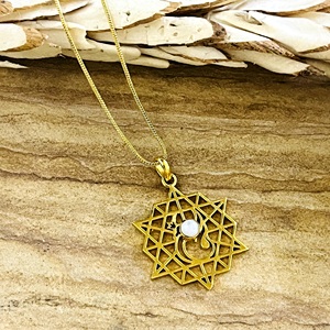 Collier ethnique en laiton avec pendentif étoile bohème très demandé pour femme, plaqué or 18 carats, motif géométrique sacré, vente en gros OEM ODM - Product Image 4
