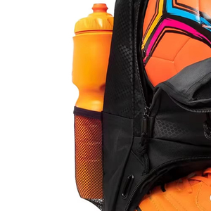 Sac à dos de sport en nylon noir avec compartiment pour ballon, capacité 30-40L pour le rangement de matériel de football - Product Image 3