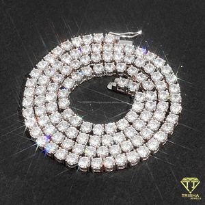 Luxury Round Cut Moissanite Diamond Tennis Chain 925 Sterling Silver Gold Tone <b>Fashion</b> <b>Necklace</b> - Product Image 2