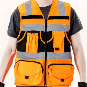 Gilet de sécurité unisexe haute visibilité réfléchissant en maille polyester respirante, imprimé par transfert thermique, vêtement de travail multi-poches, résistant aux perforations - Product Image 5