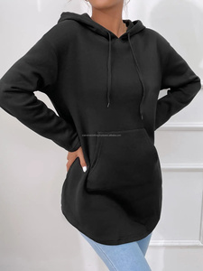 เสื้อสวมหัวแขนยาวสำหรับผู้หญิงผ้าฟลีซมีฮู้ดผ้าย้อมสีเป็นกรดย้อมด้านหน้าผ้าคอตตอน100% ออกแบบได้ตามที่ต้องการระบายอากาศได้ดี - Product Image 2