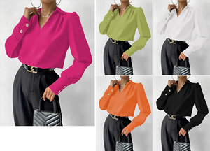 Blusa de Satén de Diseño Moderno para Mujer, Blusa de Seda y Acetato con Manga Larga y Cuello Solapa - Product Image 2