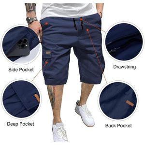 2025 hommes décontracté taille élastique cordon fermeture Cargo Shorts 100% coton sergé tissé-tricoté tissage Logo personnalisable XS - Product Image 3