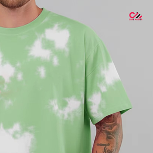 Ensemble T-shirt et short tie-dye vert pour homme, tricoté, respirant, style ample, produit le mieux noté, en promotion - Product Image 3