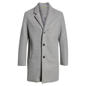 Manteau long en laine gris pour homme, col en V, double boutonnage, coupe droite, chaud et décontracté, idéal pour l'hiver - Product Image 1