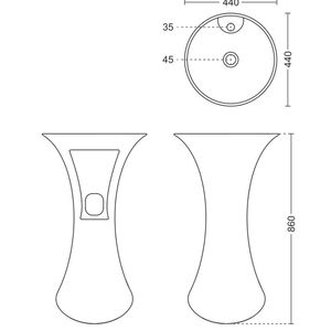 Minimalist Rectangular Ceramic Wall Hung Washbasin 440mm Half Column Pedestal Floating Bathroom Sink High Gloss Finish - Product Image 4