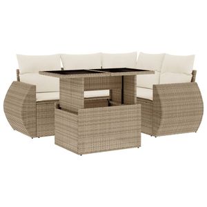 Conjunto de Sofás Modulares de Jardín de Ratán Sintético PE Beige, Muebles de Exterior Cómodos - Product Image 2