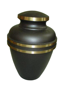 Urnas funerarias de latón de alta calidad para adultos con banda dorada y acabado azul, urnas metálicas para cenizas humanas. - Product Image 4