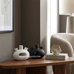 Premium <b>Mini</b> Akosada Terracotta Ceramic Art Deco Handmade Tabletop Vase for Home Decor Living Room Display - Product Image 2